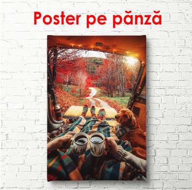 Poster - O zi de toamnă în pădure, 30 x 60 см, Panza pe cadru, Natură