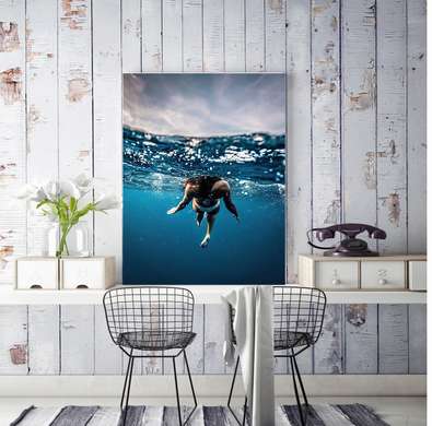 Poster - In the ocean, 60 x 90 см, Framed poster on glass, Marine Theme