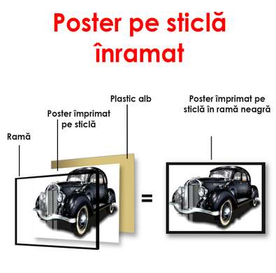 Постер - Ретро Форд, 90 x 60 см, Постер в раме, Минимализм