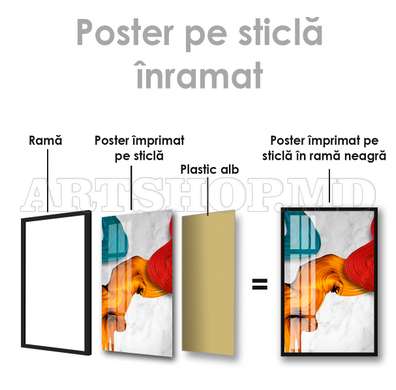 Poster - Culori strălucitoare pe un fundal de grafit, 60 x 90 см, Poster inramat pe sticla, Abstracție