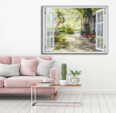 Wall Sticker - 3D window with beautiful home view, Window imitation