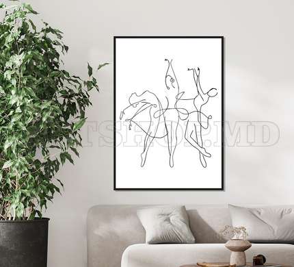 Poster - Ballerina girls, 60 x 90 см, Framed poster on glass, Minimalism