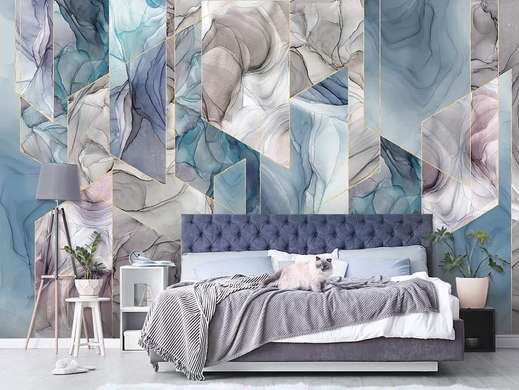 Wall Mural - Fluid Art in shades of blue