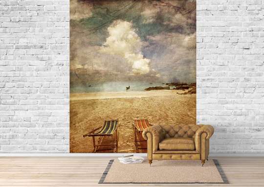 Wall Mural - Chaise lounges on the beach