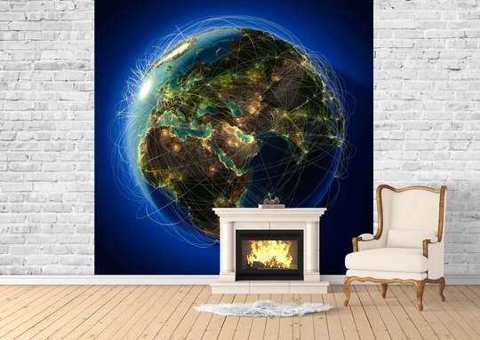 Wall Mural - Earth on a blue background