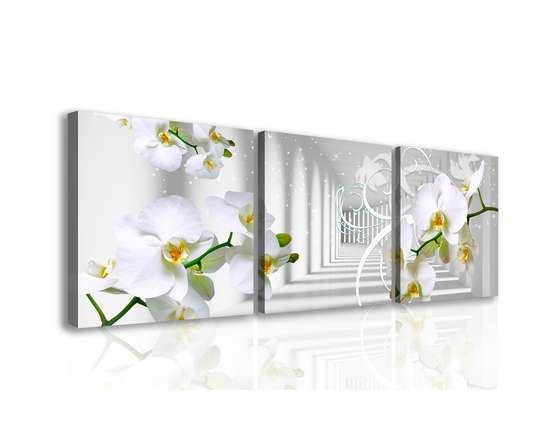 Tablou Pe Panza Multicanvas, Orhidee în tunel., 225 x 75