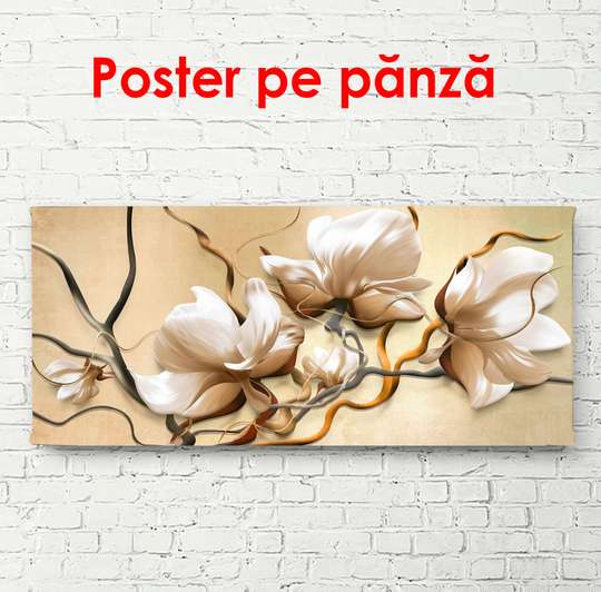 Poster - Red poppies on a gray background, 90 x 45 см, Framed poster
