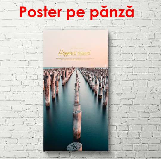 Poster - Wooden poles in the water, 60 x 90 см, Framed poster