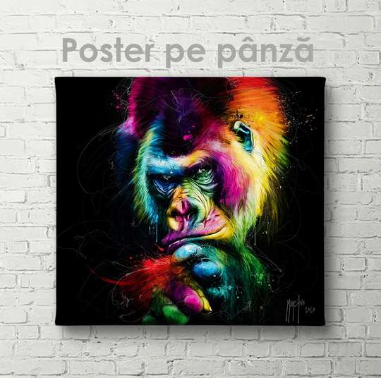 Poster, Artă contemporană a maimuței, 40 x 40 см, Panza pe cadru