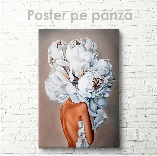 Poster - Flori albe, 30 x 45 см, Panza pe cadru