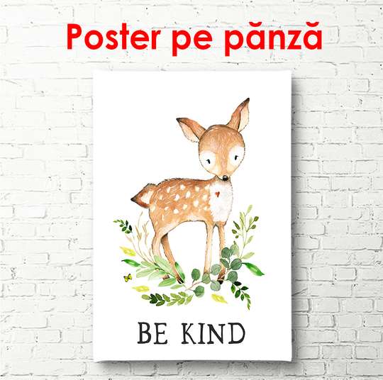 Poster - Deer on a white background, 60 x 90 см, Framed poster