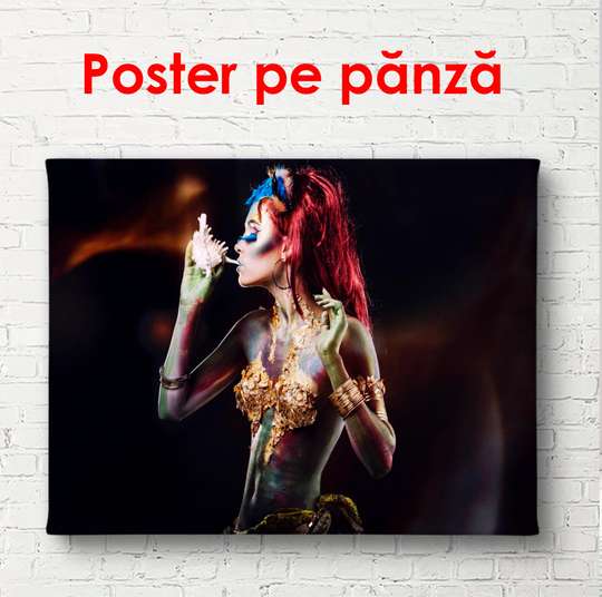 Постер - Девушка с красными волосами, 90 x 60 см, Постер в раме