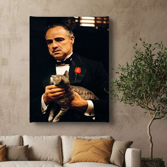 Poster - The Godfather frame from the film, 30 x 45 см, Canvas on frame, Famous People