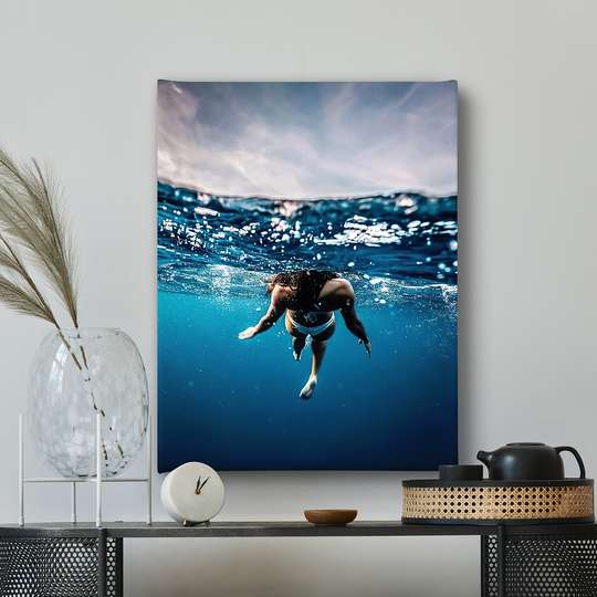 Постер - В океане, 30 x 45 см, Холст на подрамнике, Морская Тематика