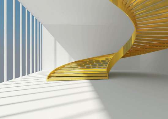 Фотообои - Желтые лестницы на белом фоне