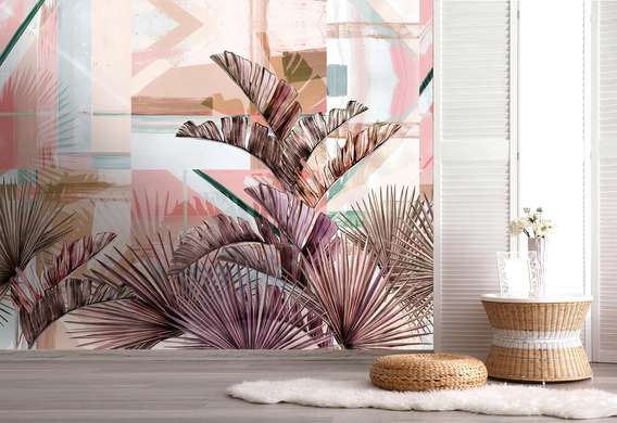 Wall Mural - Palm leaves and abstraction