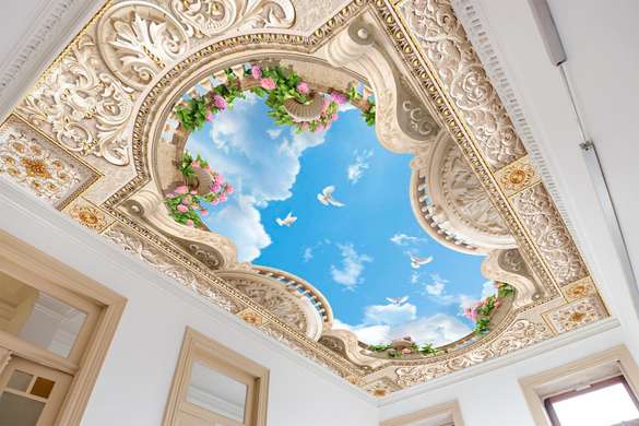 Wall Mural - Birds fly in the blue sky