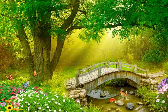 Wall mural in the nursery - Pond in the forest