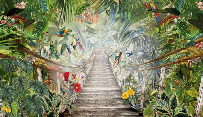Фотообои - Деревянный мост в тропическом лесе