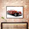Poster - Red car on a white background, 90 x 60 см, Framed poster, Transport