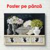 Poster - Vaze cu flori pe un sertar alb, 90 x 60 см, Poster înrămat, Provence