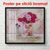Постер - Розовые цветы в вазе на столе, 100 x 100 см, Постер в раме, Прованс