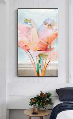 Постер - Розовые листья, 30 x 60 см, Холст на подрамнике