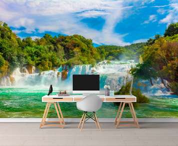 Wall Mural - Sunny weather at the waterfall