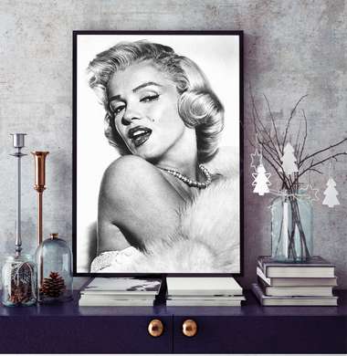 Poster - Marilyn Monroe in a white dress, 60 x 90 см, Framed poster