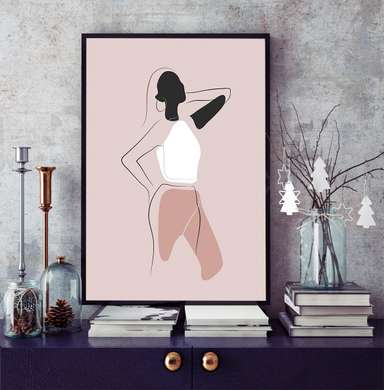 Постер - Силуэт девушки, 30 x 45 см, Холст на подрамнике