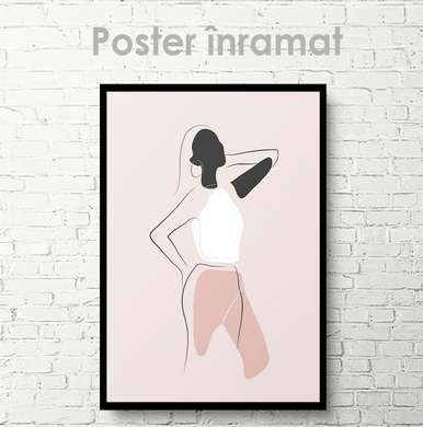 Постер - Силуэт девушки, 60 x 90 см, Постер на Стекле в раме, Минимализм