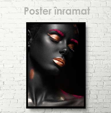 Poster - Bright makeup, 45 x 90 см, Framed poster on glass
