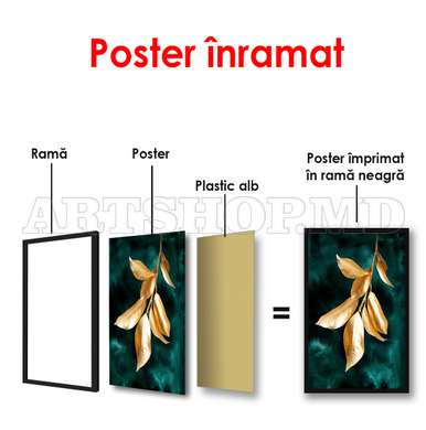 Poster - Aur și plante 3, 60 x 90 см, Poster înrămat, Glamour