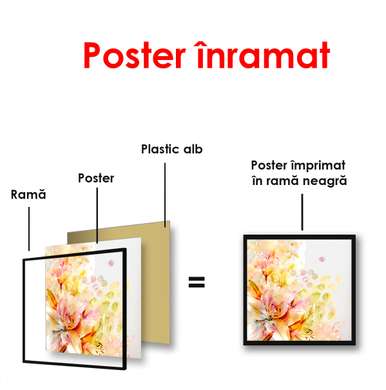 Постер - Цветочная композиция, 100 x 100 см, Постер в раме