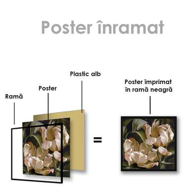 Poster - Delicate flowers, 100 x 100 см, Framed poster on glass, Flowers