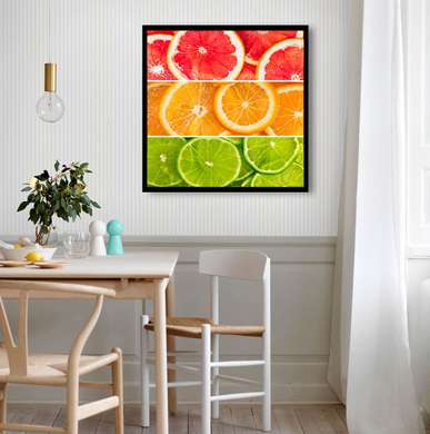 Постер - Красочные цитрусы, 100 x 100 см, Постер в раме, Еда и Напитки