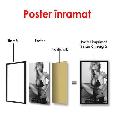 Poster - Model într-un costum de baie negru, 60 x 90 см, Poster înrămat, Persoane Celebre