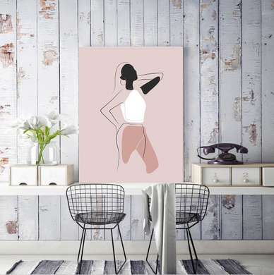 Постер - Силуэт девушки, 60 x 90 см, Постер на Стекле в раме, Минимализм