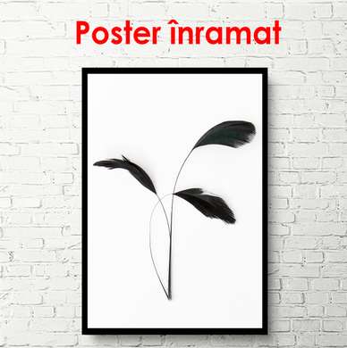 Постер - Черное белое изображение растенья, 30 x 60 см, Холст на подрамнике, Черно Белые