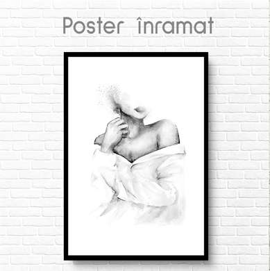 Poster - Fată într-o cămașă, 30 x 45 см, Panza pe cadru