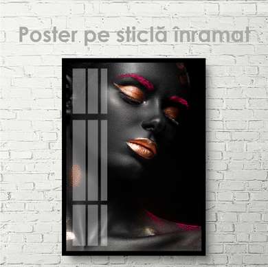 Постер - Яркий макияж, 45 x 90 см, Постер на Стекле в раме
