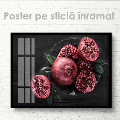 Poster - Pomegranate, 90 x 60 см, Framed poster on glass