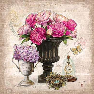 Poster - Bouquets with peonies 9, 40 x 40 см, Canvas on frame, Sets