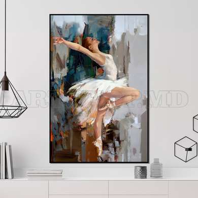 Poster - Painted ballerina, 60 x 90 см, Framed poster on glass, Picturi