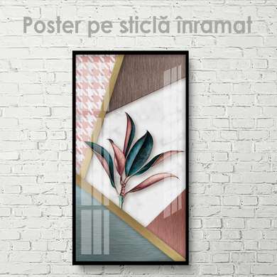Poster - Abstracție botanică, 50 x 150 см, Poster inramat pe sticla