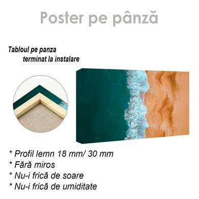 Poster - Beach and waves, 90 x 45 см, Framed poster on glass, Marine Theme
