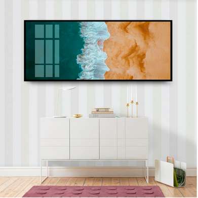 Постер - Пляж и волны, 60 x 30 см, Холст на подрамнике