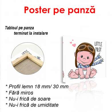 Poster - Little Pilot, 100 x 100 см, Framed poster