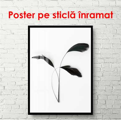 Poster - Black white image of a plant, 30 x 60 см, Canvas on frame, Black & White