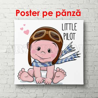 Постер - Маленький пилот, 100 x 100 см, Постер на Стекле в раме, Для Детей